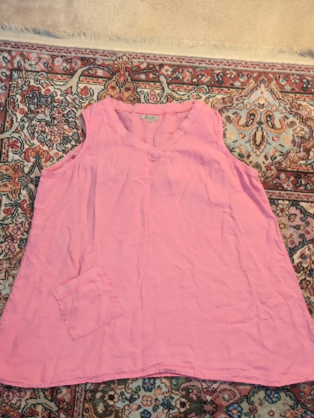 Flax Pink V-Neck Sleeveless Tank Top